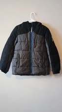 ZeroXposur boys L 14/16 black gray blue hooded colorblock puffer jacket lined