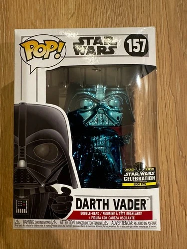 Funko Pop Darth Vader #157 Blue Chrome 2019 Star Wars Celebration Limited 2500
