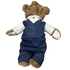 Vintage Large 22  Teddy Bear Jointed Arms  Legs w/ Jeans Shirt  Hat
