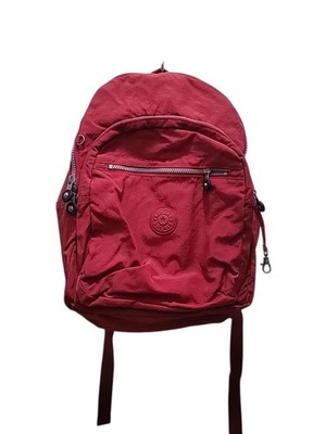 Vintage KIPLING Red Backpack 18'' Good Laptop Pocket.  Zippered 