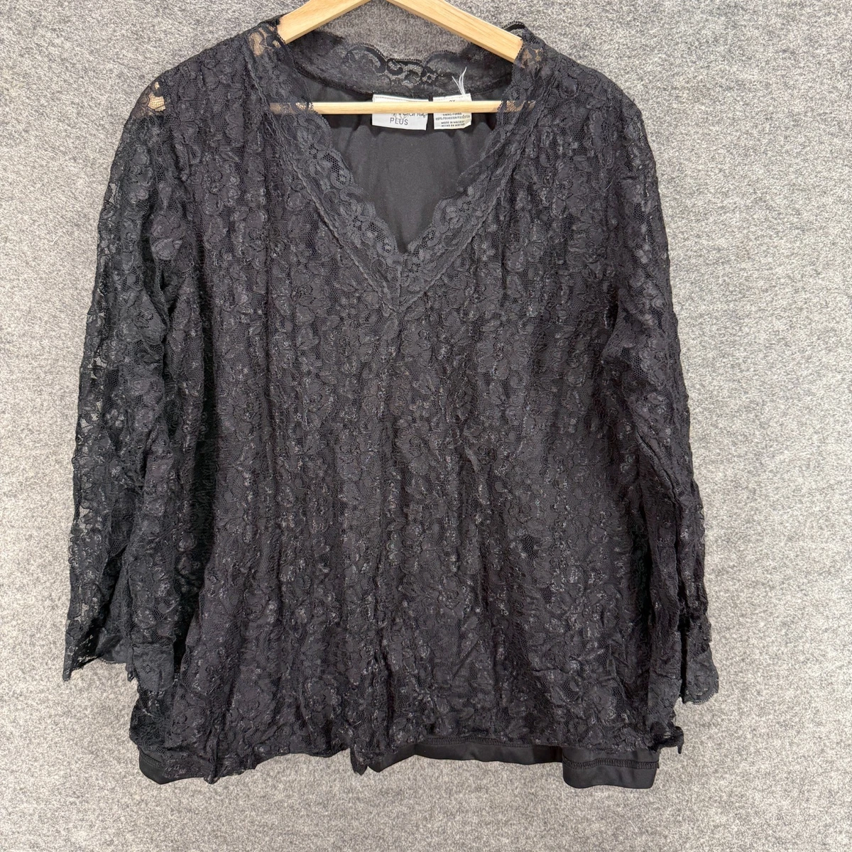 Chemise Femme Kathy Ireland Noire à Paillettes Argent - Manches Courtes - Taille L