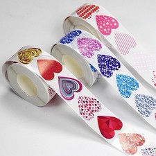 40Pcs Mixed 1" Love Heart Stickers Handmade DIY Party Round Labels