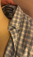 Bonobos Stone Blue White Cotton Slim Fit Checked Button Down Dress Shirt Large