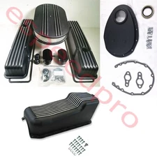 1958-1979 Small Block Chevy SBC 283-350 Tall Black Finned Engine Dress Up Kit