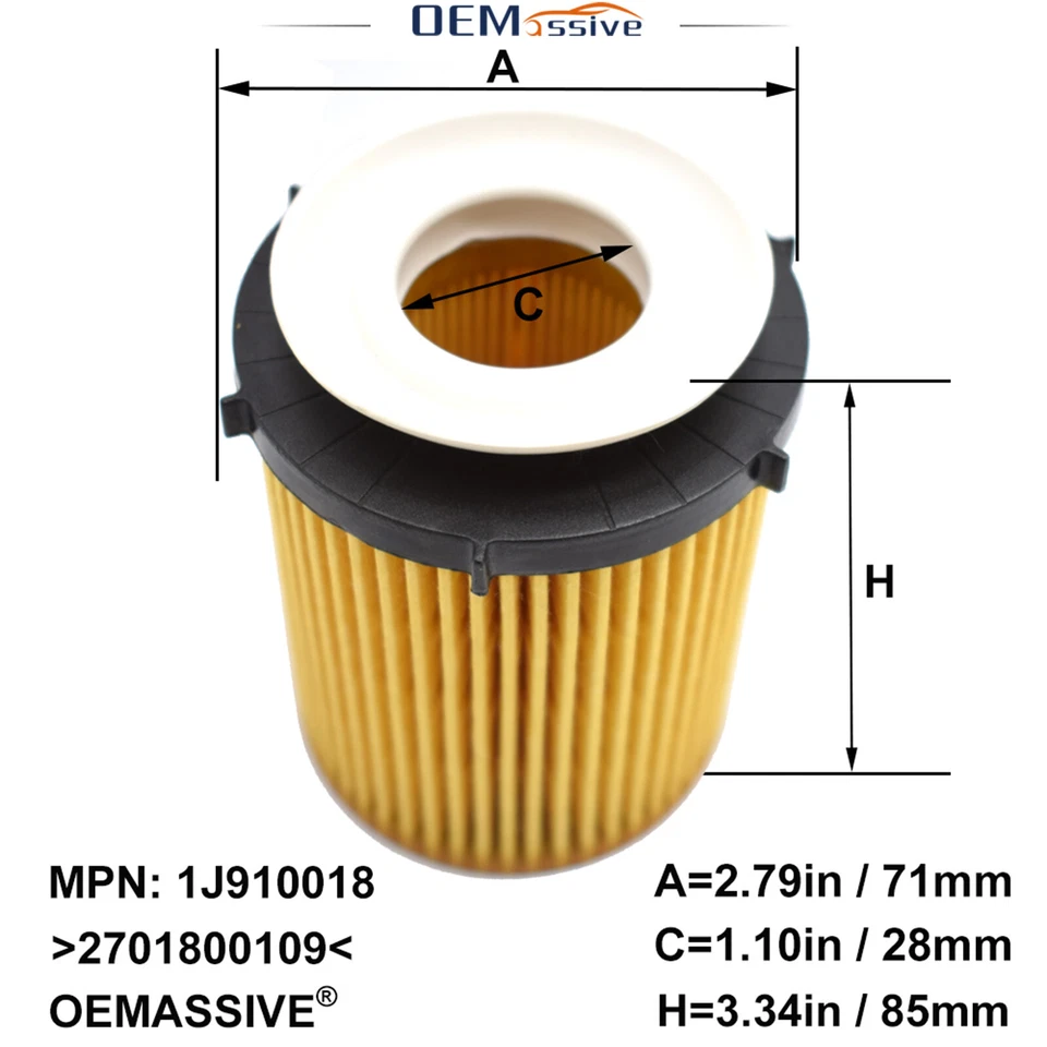 Filtro de aceite 3 piezas para Mercedes-Benz SLK300 A220 GLA250 GLC350e A2701800109 1991CC Foto 3 de 4