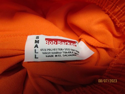 Bob Barker Orange Prison Prisoner Jail Inmate Pants Uniform Scrubs Halloween S - Picture 3 of 3