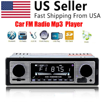 Vintage Car FM Radio MP3 Player Bluetooth USB Classic Stereo Audio Receiver AUX