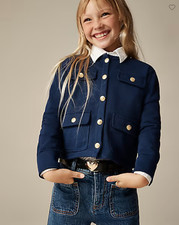 NWT J.Crew Crewcuts Girls' french terry lady jacket, DARK EVENING, Sz S 6-7 