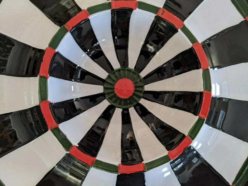 Tablero de dardos de cerámica pintado a mano grande de colección bandeja para servir astillas y inmersiones Foto 3 de 4