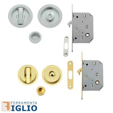 Maniglia per Porte Scorrevoli Kit Scrigno Tondo con Serratura a Gancio 50mm