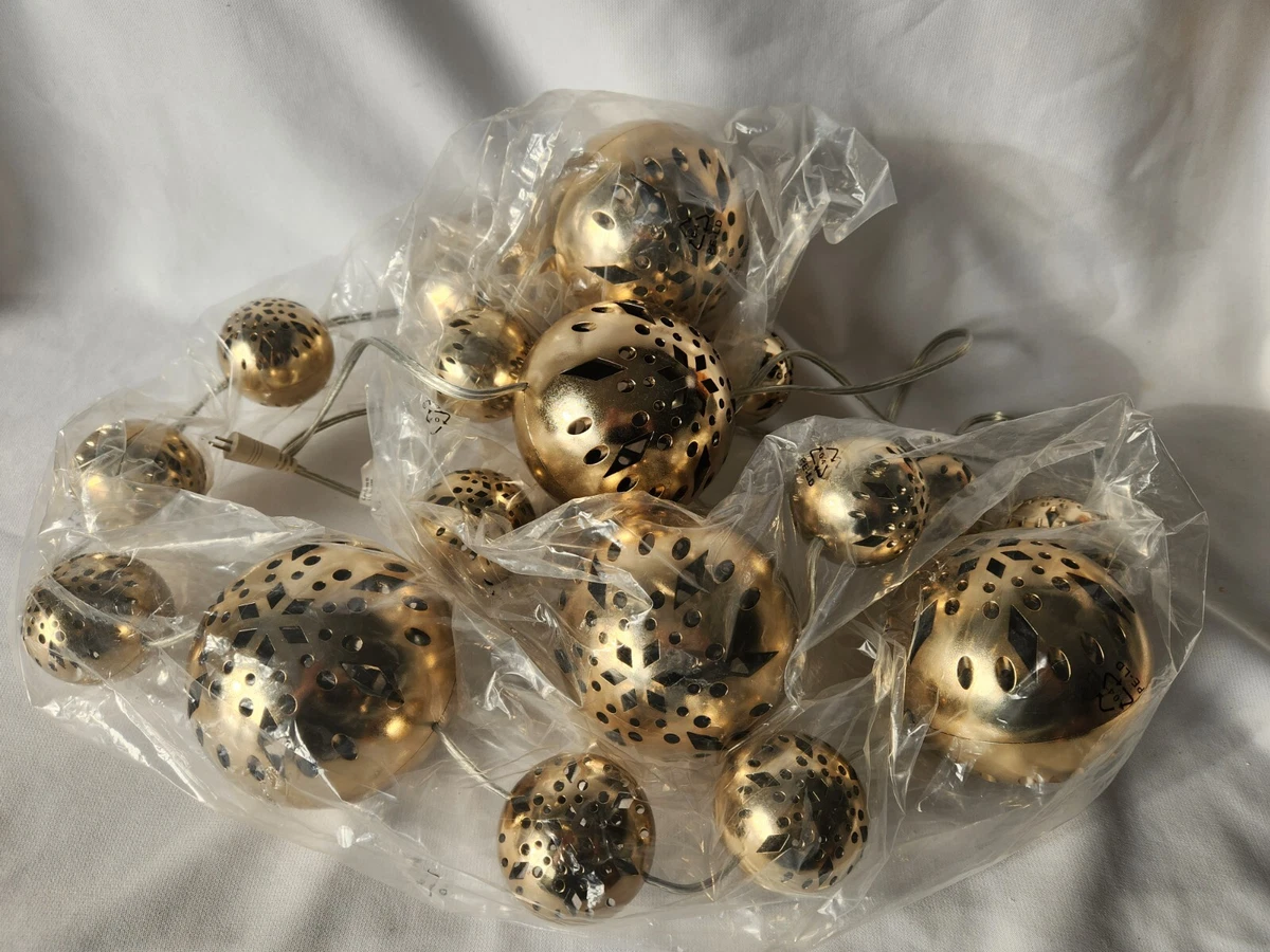 NEW IKEA Strala LED Light strand chain Gold Lighted Balls No Adapter