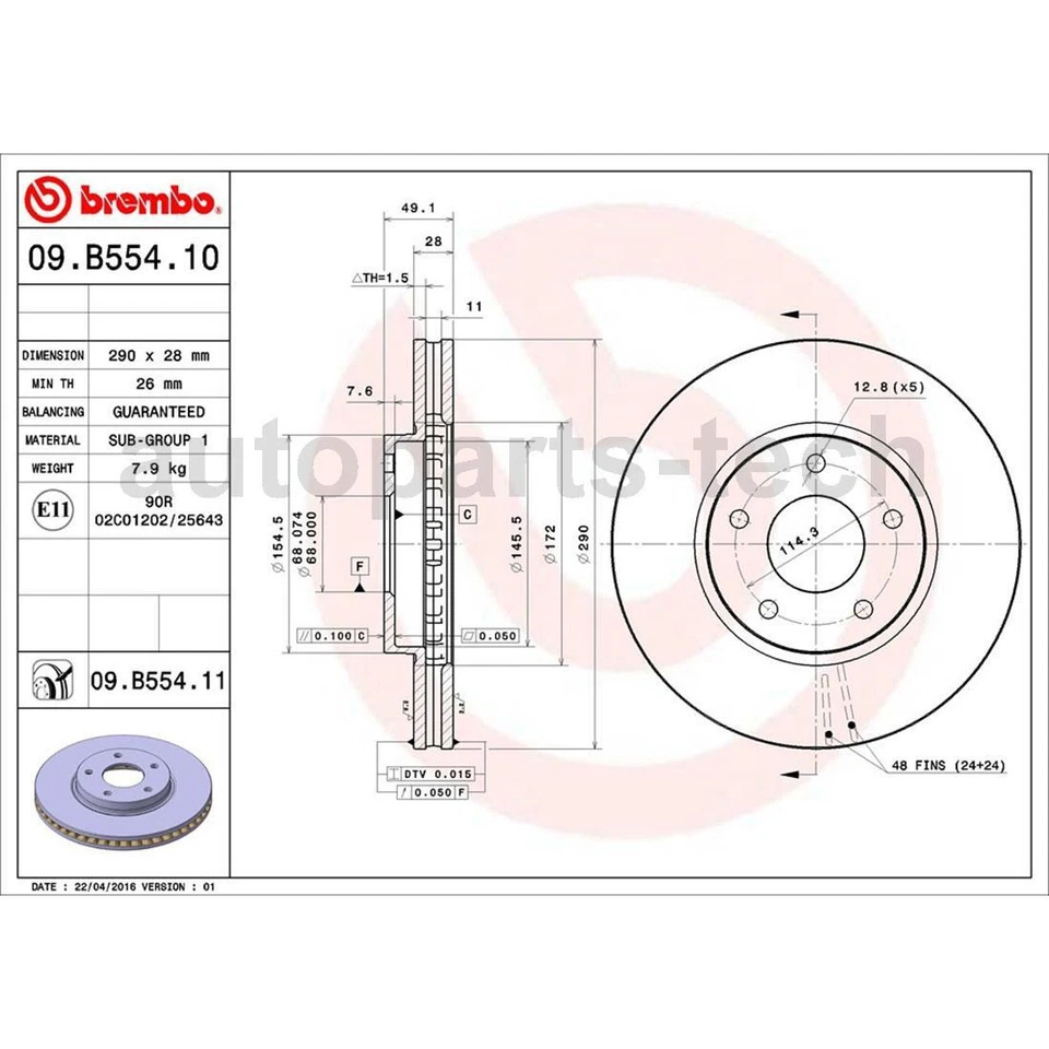 Juego de 3 pastillas de freno de disco delanteras Brembo rotores de freno de disco para Infiniti M45 2003 2004 Foto 4 de 4
