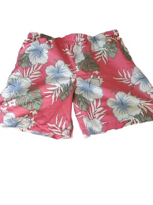 Lands' End Swimwear Shorts Large Pink Floral Swim Trunks