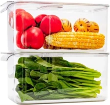 Refrigerator Food Storage Container,Lettuce Keeper Large Produce Saver Stackable