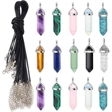 Necklaces Alloy Bullet Shape Pendant Hexagonal Chakra Crystal Pointed DIY Making