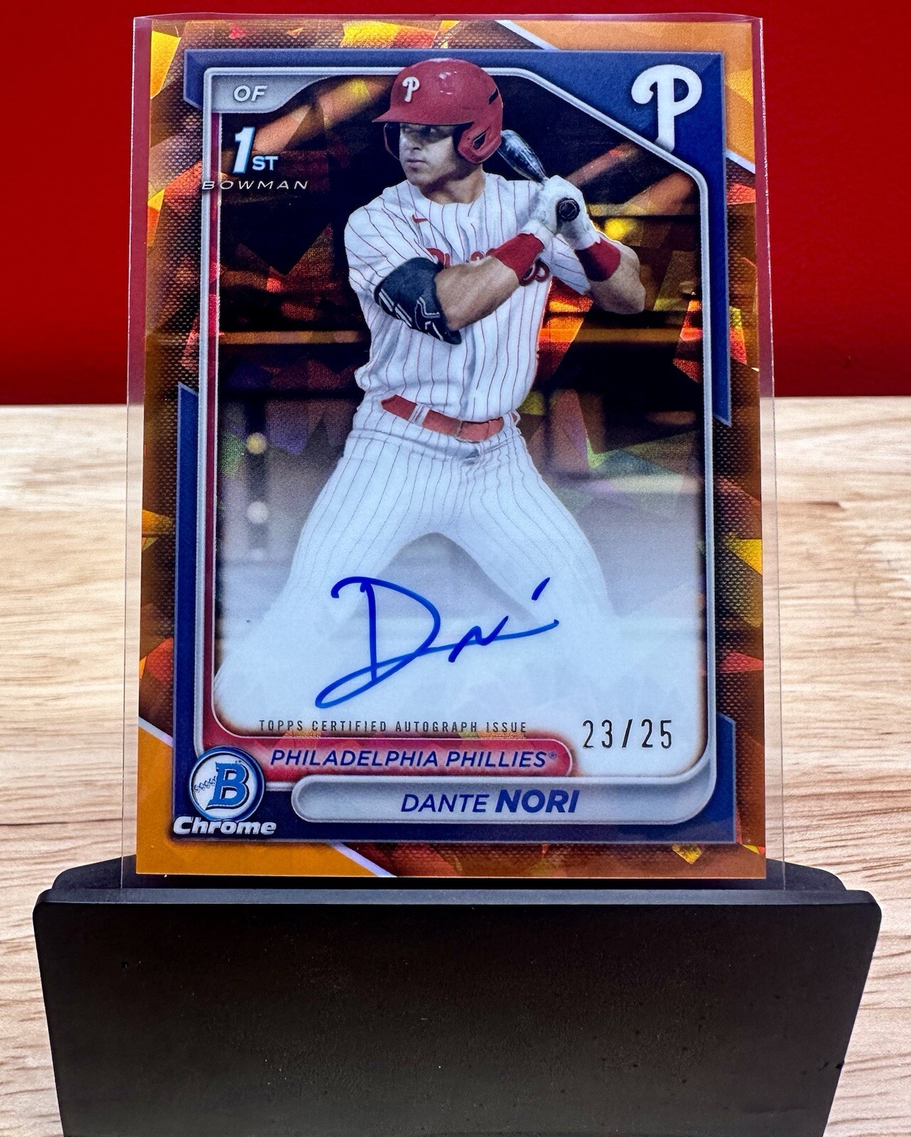2024 Bowman Draft Sapphire DANTE NORI 1st Chrome Orange Auto /25 Phillies