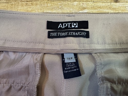 APT. 9 THE TORIE STRAIGHT PANTS WOMEN'S 14 PETITE KAHAKI TAN FLAT FRONT ⭐️MINT⭐️ - Picture 6 of 7