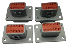 LOT OF 4 DEUTSCH DT04-12PA-L012, DT 12 Way Gray Receptacle Connector with Flange