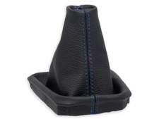 SCHALTMANSCHETTE FUR VW POLO VI 2017-2021 SCHALTSACK LEDER SCHWARZ NAHT BLAU