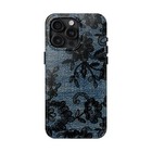 Black Floral Lace Blue Denim Tough Cell Phone Case - Stylish Mobile Protection