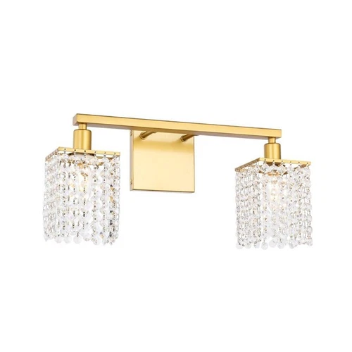 Living District Phineas 2-Light Mid-Century Metal Wall Sconce in Brass and Clear - Picture 4 of 7