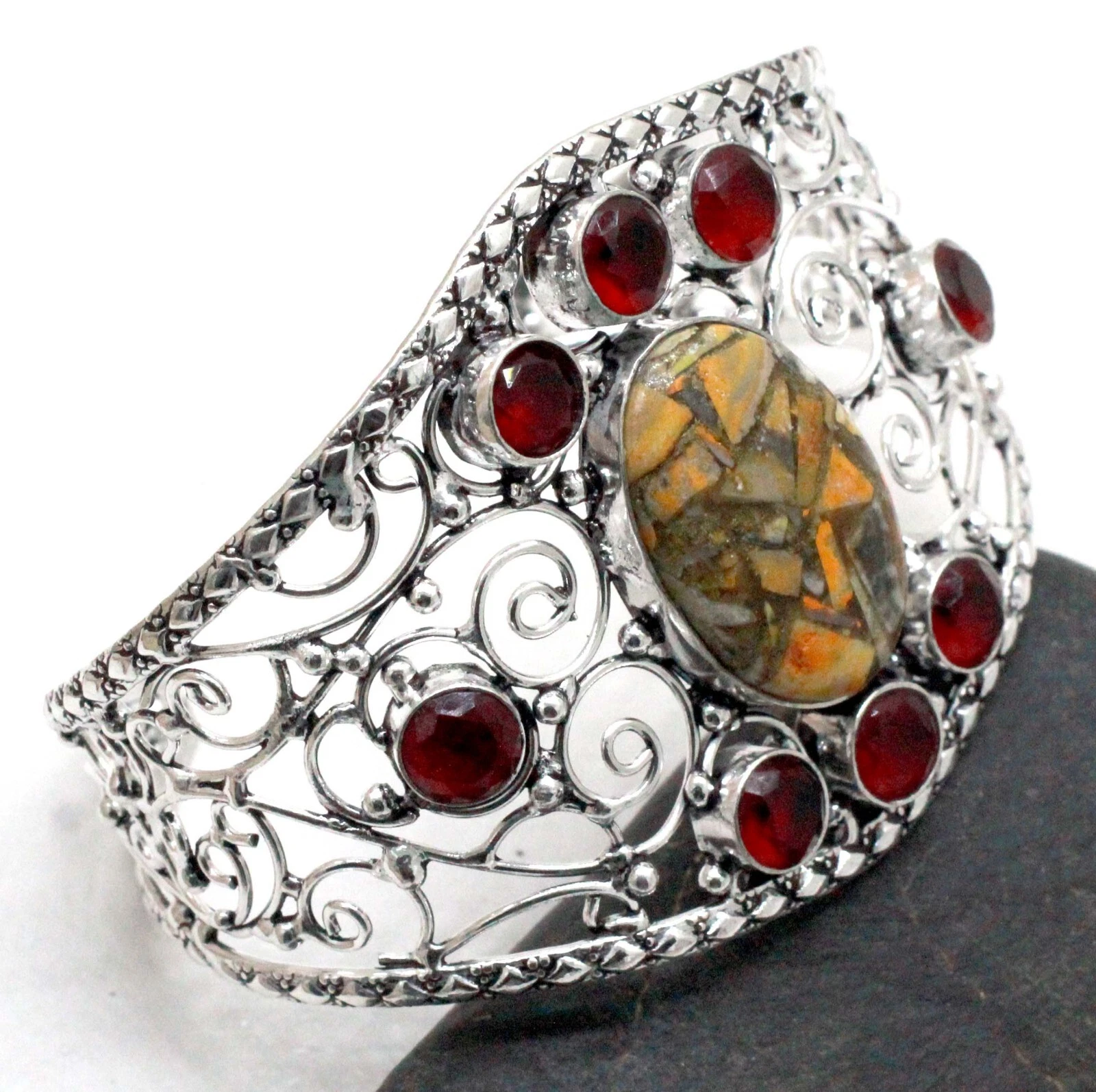 VALENTINO Bracciale Bracciale Bracciale Bracciale Bracciale Gioielli Bumblebee Jasper Argento Sterling 925 S ADJ"