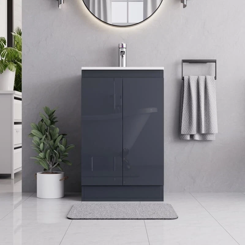 BELOFAY Denvor Grey 500mm Floor Standing Bathroom Vanity Unit With Basin - Image 2 of 4