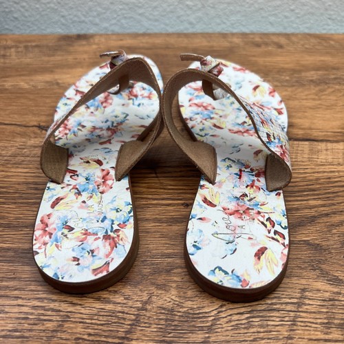 Joie A La Plage Sandals 37/7 Nice Thong Flip Flops Floral Multi Leather Open Toe - Picture 3 of 7