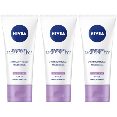Nivea Tagespflege Essentials Feuchtigkeit und Sensitiv 50 ml 3er Pack