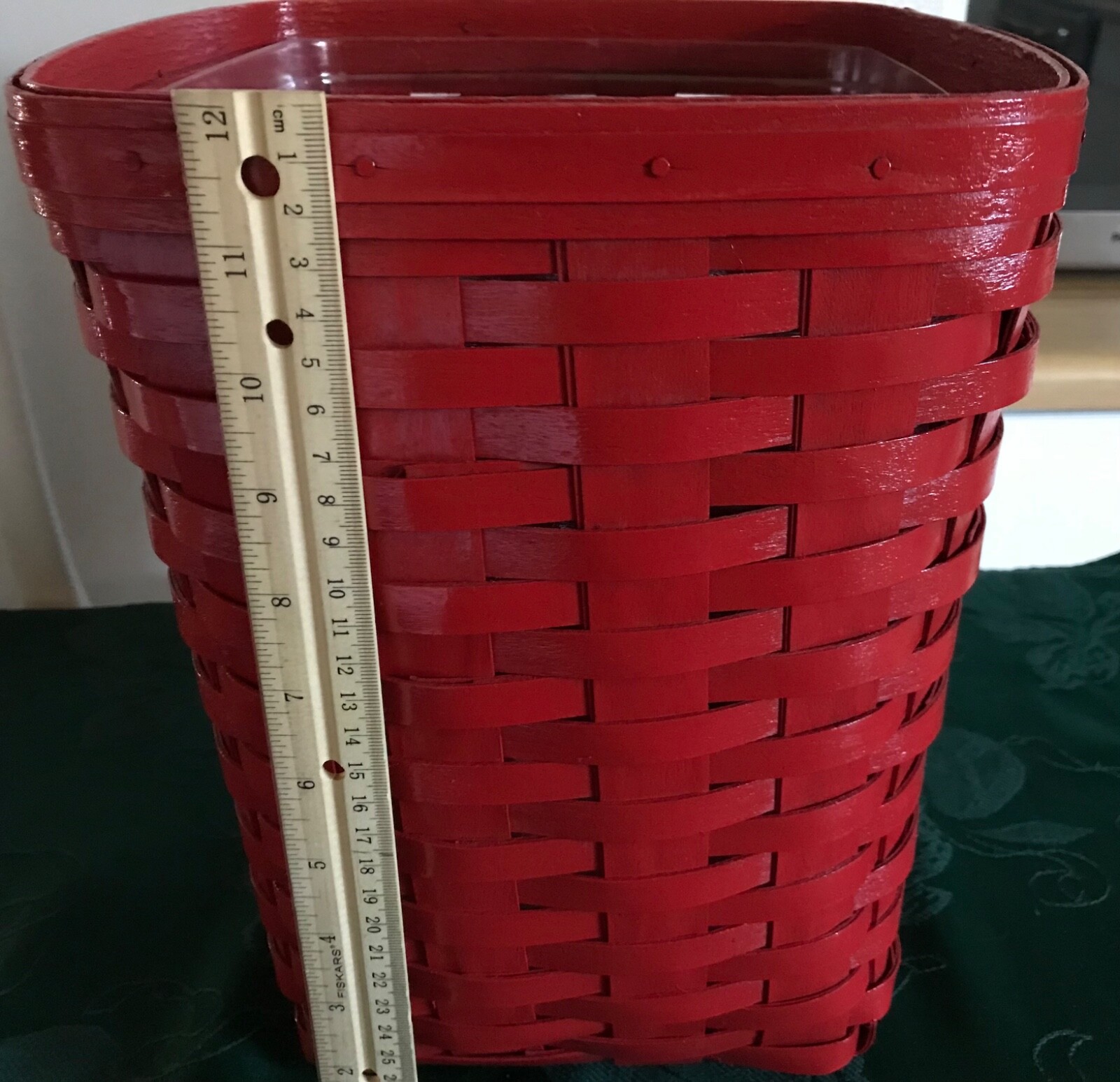 Longaberger Waste Basket with plastic Liner, Repurposed for Christmas