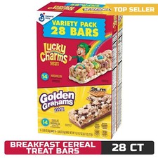 Golden Grahams Lucky Charms Breakfast Cereal Treat Bars Variety Pack 28 ct
