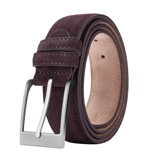 Men Belt Real Cow Leather Plaid Jeans Pin Buckle Luxury Genuine Leather Belt - Picture 22 of 23