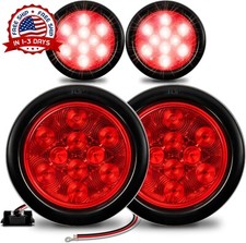Kit de 4 Luces Traseras LED Redondas 4 Pulgadas Para Remolque Color Rojo Nueva
