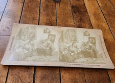 Antique Kilburn 1884 Stereoview Card Children Praying THE YOUNG CLERGYMAN