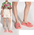 CHAUSSURES GUCCI GG SUPREME ROSE ÉPONGE PLATEFORME SLIDE taille 38,5 8,5