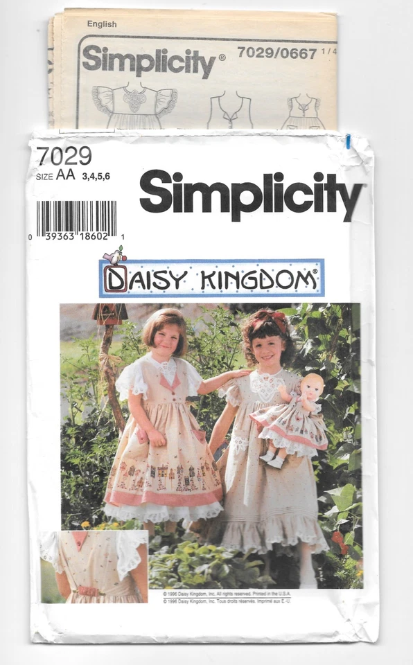 3 Daisy Kingdom Child's Pinafore Dress Doll Clothes 7605 7029 Sz 3-6 7281 Sz 5-8 - Image 3 of 4