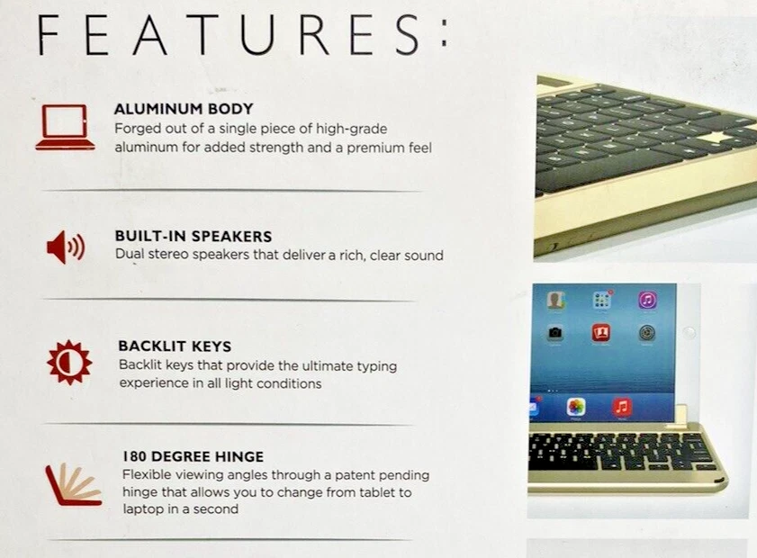 Teclado de aluminio Brydgeair para iPad air y iPad air 2 probado funciona Foto 4 de 4