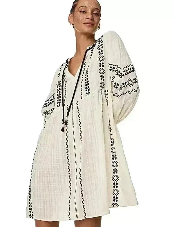 RRP£45 NEW Embroidered Kaftan Black mix size: S small , Large L