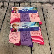 Image of Girls Socks Frozen Elsa Anna x 6 Prs Size EU 35 - 37 , UK 2 - 4 Free Postage