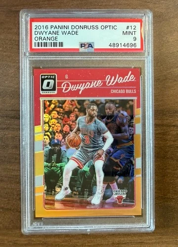 2016-17 Panini Donruss Optic Dwyane Wade Orange Prizm /199 PSA 9 w/ Lebron James