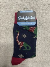 Good Luck Sock Women s Dinosaur Blue Tall Socks Festive XMAS Size 7-12