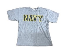 VINTAGE Bayside Navy T-Shirt Mens XL Gray Blue Yellow Graphic Tee USA Made
