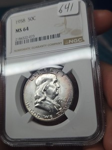 1958 P NGC MS64 Franklin Half Dollar 50c Silver US Mint 1958-P MS-64 