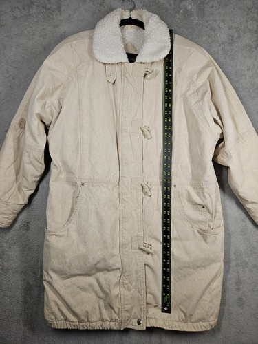 De Colección Andy Johns Parka Heavywgt Cálido Abrigo Sherpa Cremallera Palanca Lona Beige Talla Grande L - Imagen 11 de 20