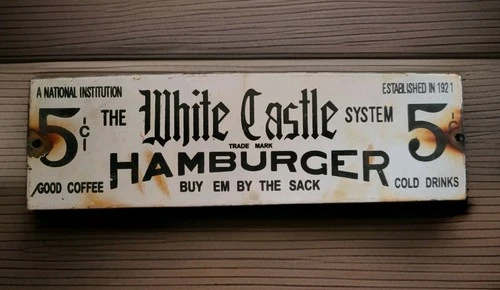 Vintage White Castle Porcelain Sign Buy By Em By Sack Hamburger Krystal Gas Oil