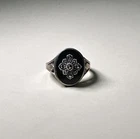 Vintage 925 Sterling Silver Art Deco Onyx and Marcasite Ring / Size 7