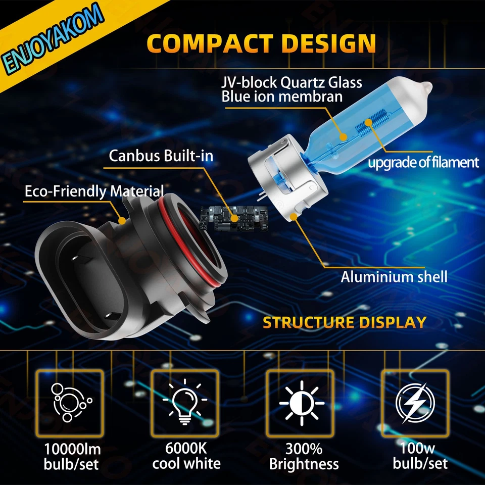 Kit de faros halógenos delanteros HID para Chevy Tahoe 2015-2020 bombilla de haz alto bajo Foto 3 de 4