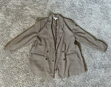 Old Navy Houndstooth Blazer XL Brown Beige Black Lined Long Button Pockets
