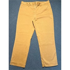 Lands End Slim Leg Pants Warm Rust Mid Rise Tailored Chino Trousers Womens 12