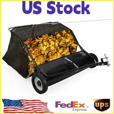 48" Tow Behind Leaf Collector,Pull Behind Lawn Sweeper w/25 Cu.Ft Large Hopper